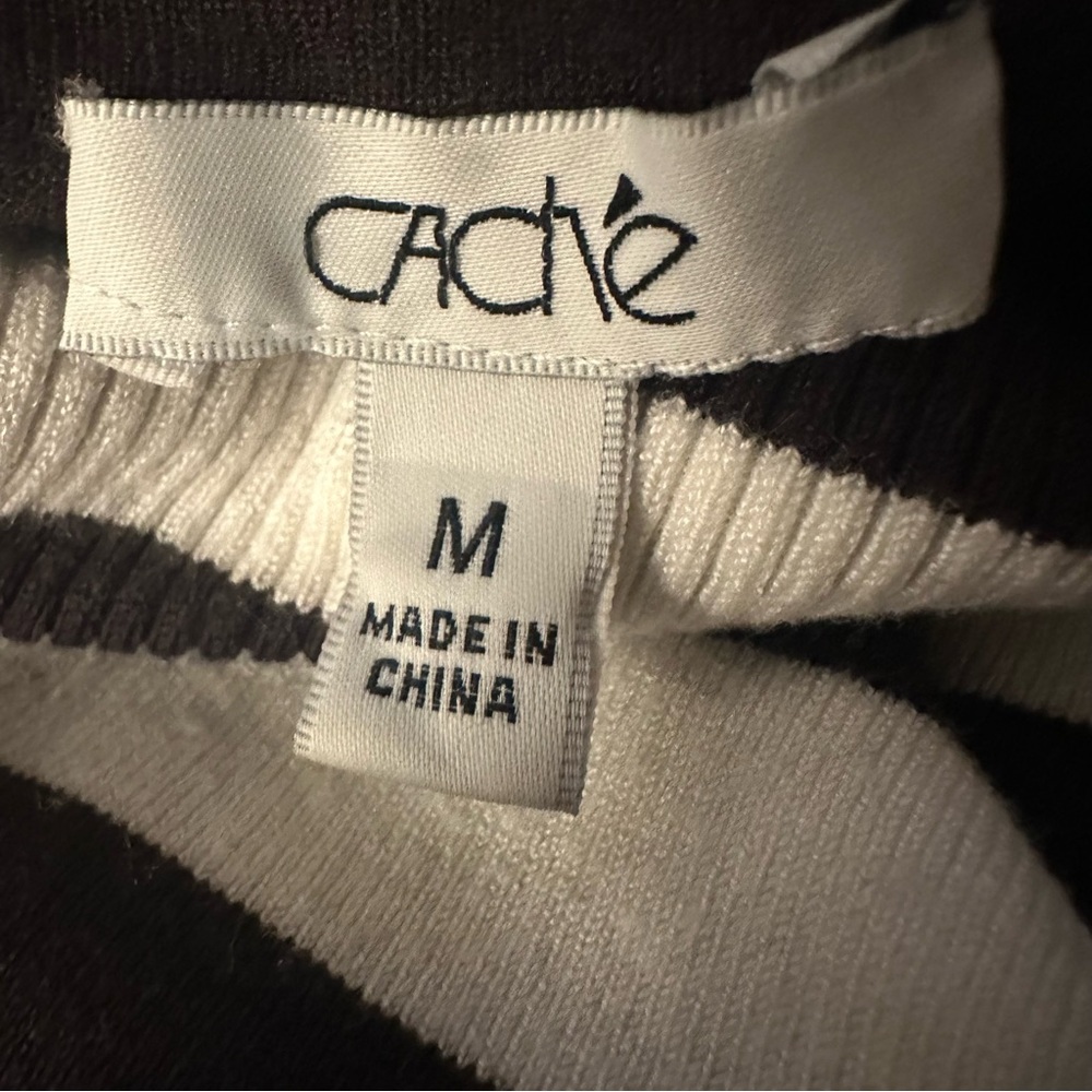 Cache Chocolate Brown & Ivory Striped Turtleneck Sweater Gold Buttons Size M - Picture 15 of 15